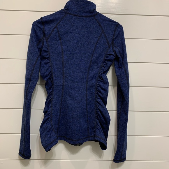 Blue Ruched Athletic Wear Zip Up - Picture 5 of 8